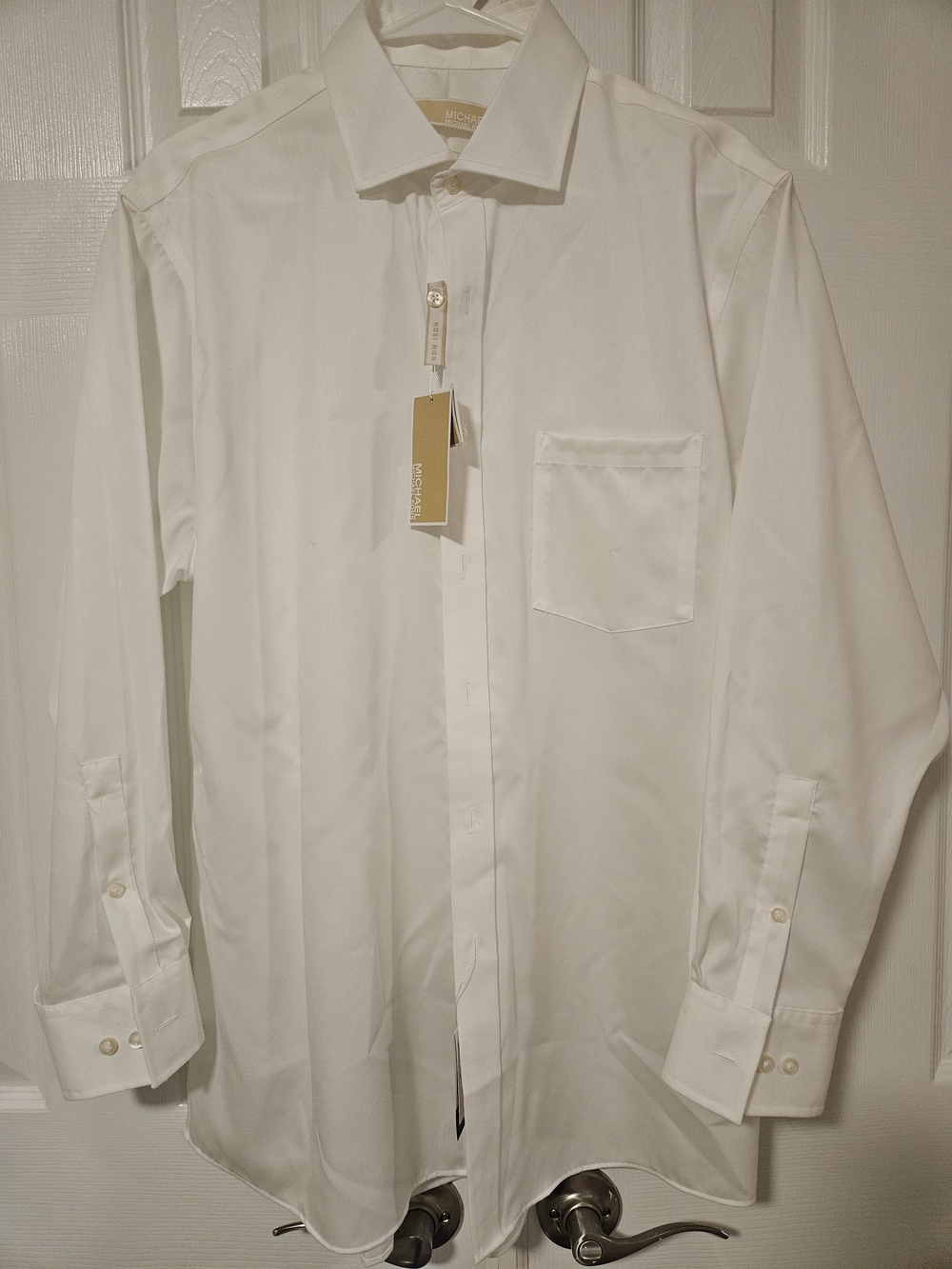 Michael Kors Classic Men's White Dress Shirt - Long Sleeve